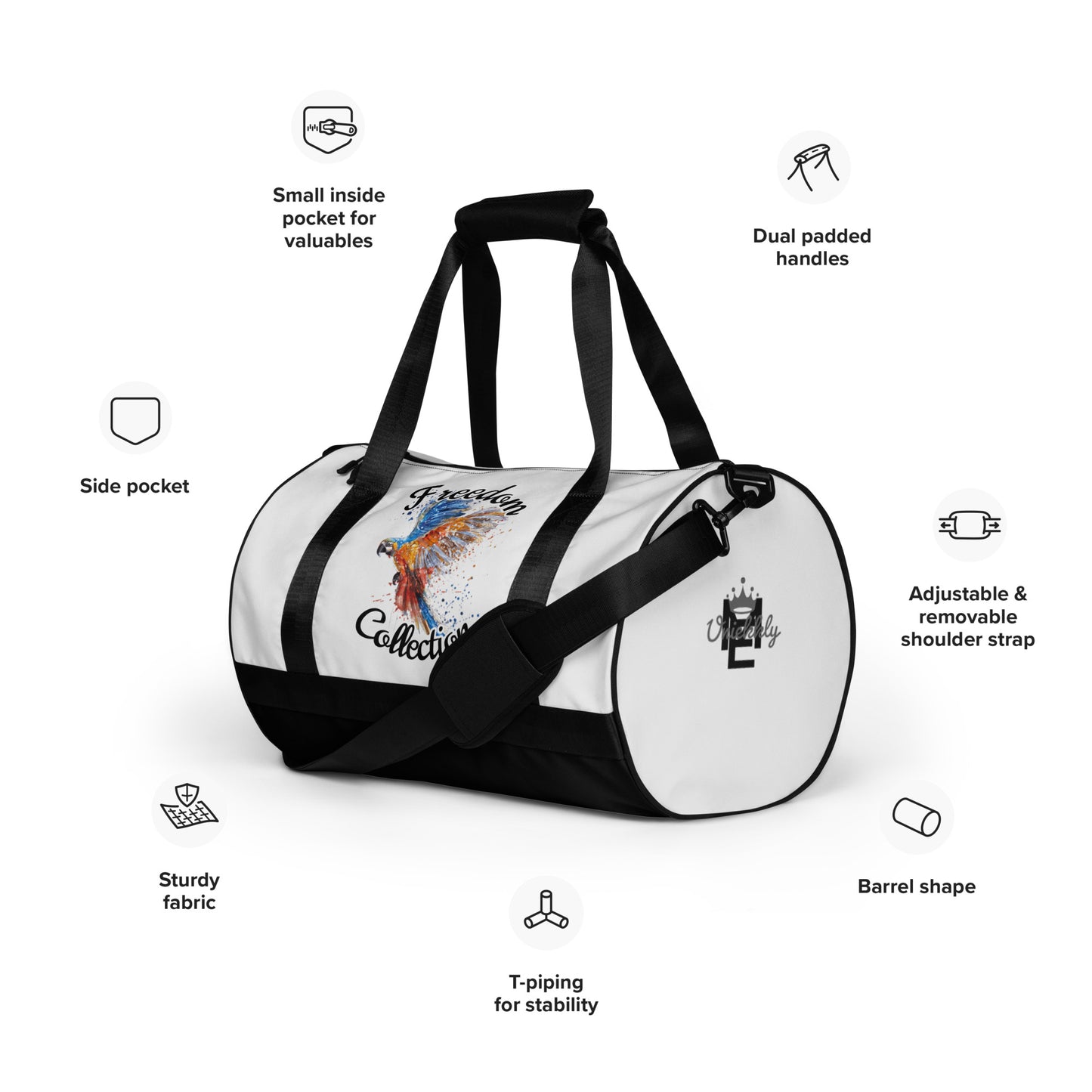 Uniekkly Me Freedom Mid-Sized gym bag - White/Blk