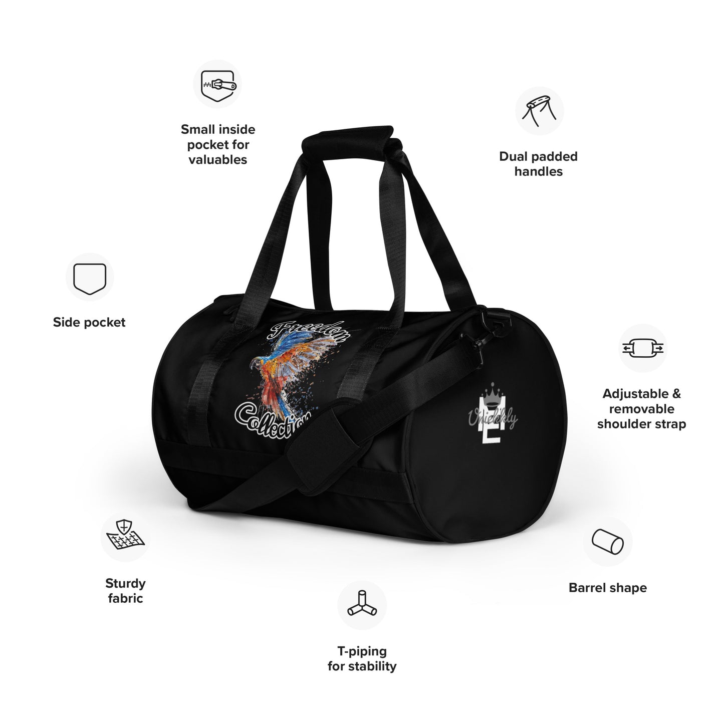 Uniekkly Me Freedom Mid-Sized gym bag - Black