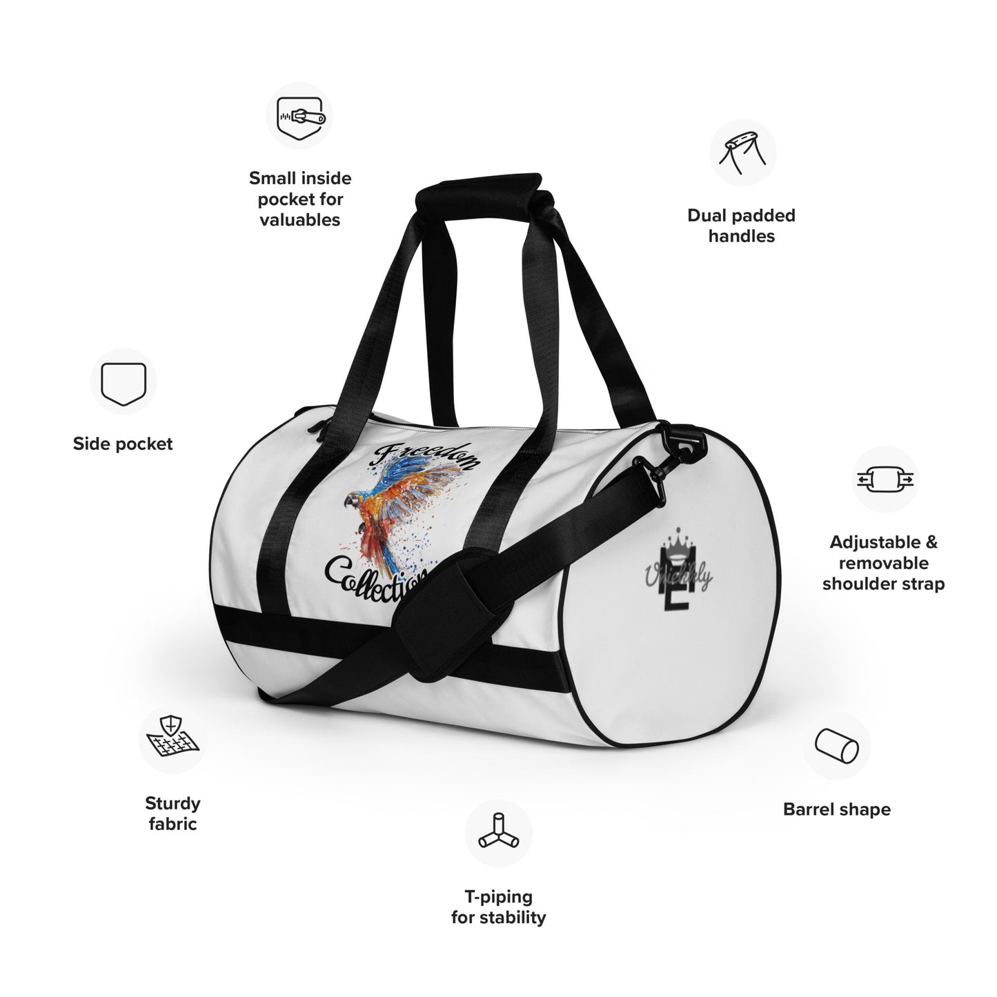 Uniekkly Me Freedom Mid-Sized gym bag - White
