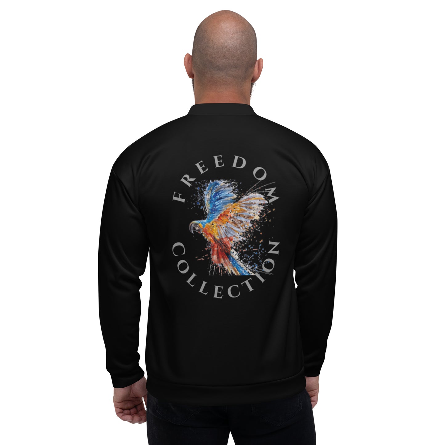 Uniekkly Me Freedom Unisex Bomber Jacket - Black (gry/wht)
