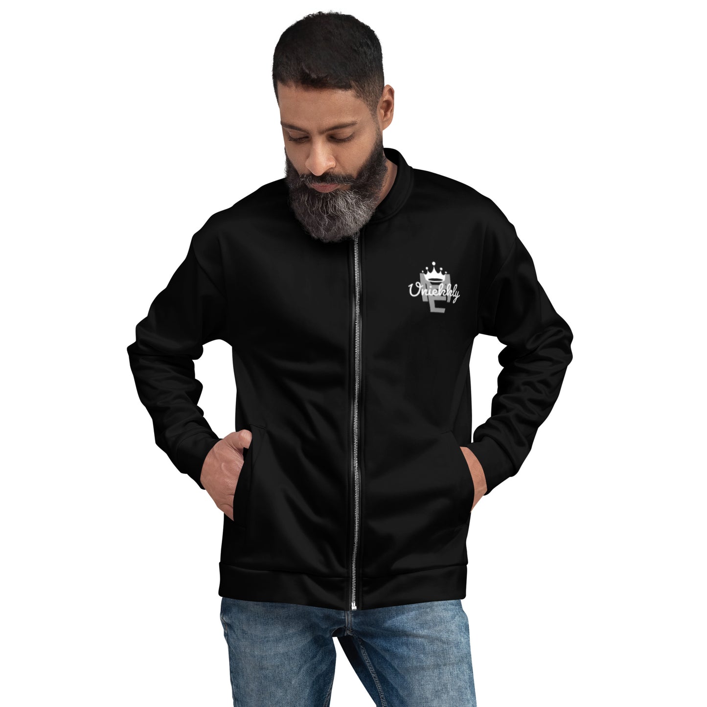 Uniekkly Me Freedom Unisex Bomber Jacket - Black (gry/wht)