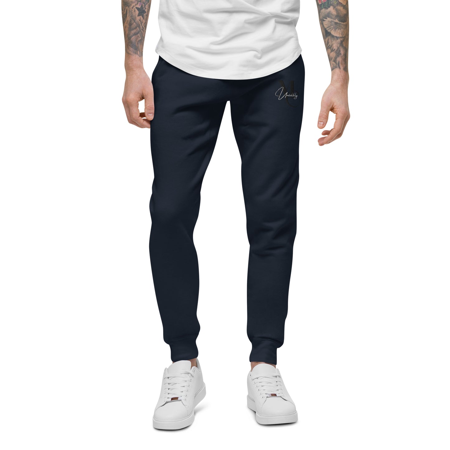 Uniekkly Me Elite Unisex fleece sweatpants (Blk/Wht lettering)